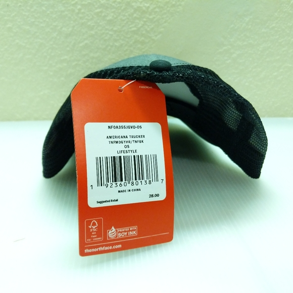 The North Face Americana Trucker Grey/BLK Cap NWT - Picture 2 of 4